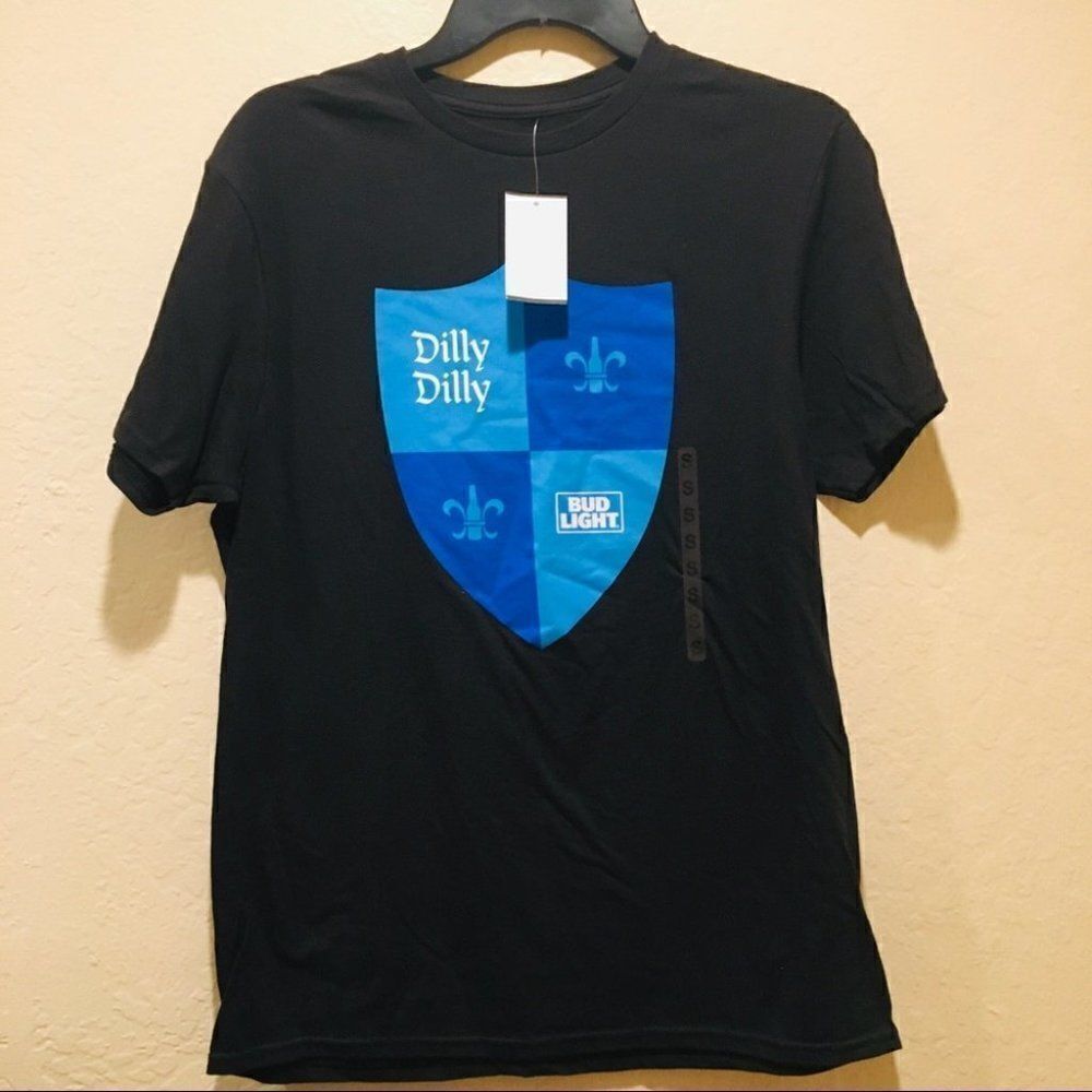 Dilly Dilly Budlight beer blue crest t shirt black